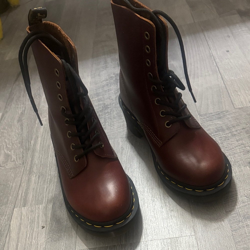 Dr. Martens Women's Cherry Red Lace-Up Leather Combat Boots